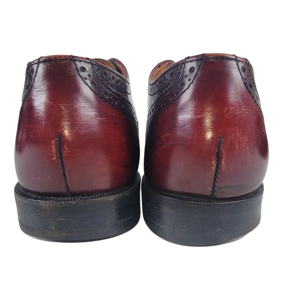 Vtg Cole Haan Full Wingtip Brogues Burgundy Leather 11 D USA‎ Made Dress Oxford